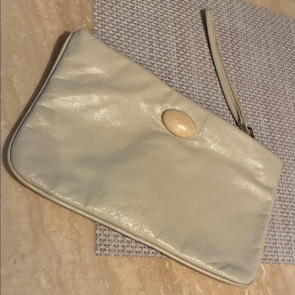 Vintage SHIRL MILLER Cream Clutch Purse Wristlet made in USA